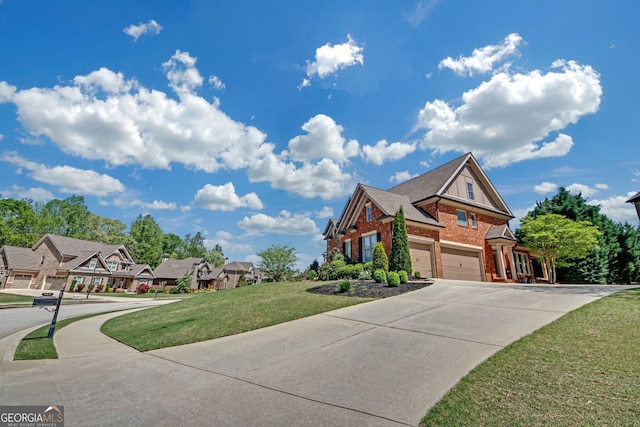 866 Coopers Ridge Path SW, Grayson, GA 30017 - view of front of property with brick siding, a front lawn, driveway, a garage, and a residential view