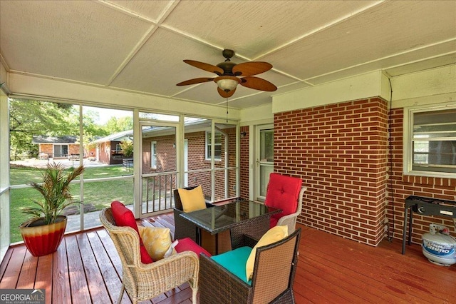 241 Burke Cir, Mcdonough, GA 30253 - wooden deck with ceiling fan