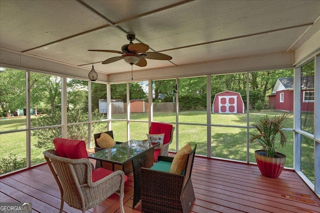 241 Burke Cir, Mcdonough, GA 30253 - sunroom featuring ceiling fan, plenty of natural light, and outdoor dining area