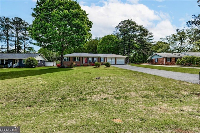 241 Burke Cir, Mcdonough, GA 30253 - single story home featuring an attached garage, driveway, a front yard, and brick siding