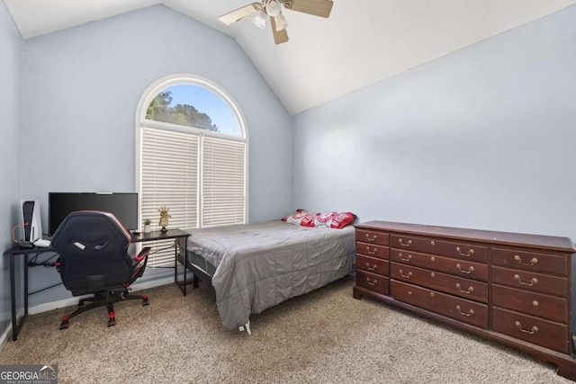 840 Whitby Dr, Douglasville, GA 30134 - bedroom with a ceiling fan, lofted ceiling, and carpet floors