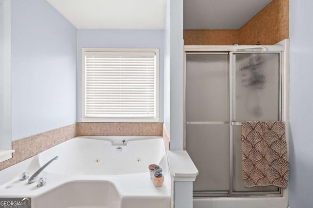 840 Whitby Dr, Douglasville, GA 30134 - bathroom with a shower stall and a jetted tub