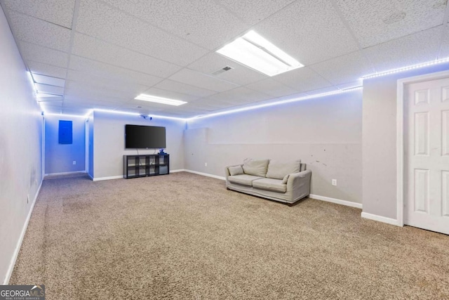 840 Whitby Dr, Douglasville, GA 30134 - unfurnished living room with visible vents, a drop ceiling, and carpet