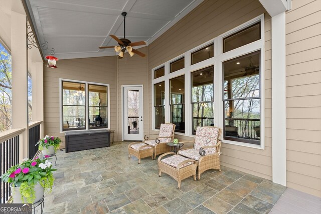 176 Stamp Mill Ln, Dahlonega, GA 30533 - sunroom / solarium featuring ceiling fan