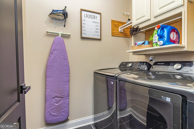 208 Jasmine Ln, Lagrange, GA 30241 - clothes washing area with cabinet space and washer and clothes dryer