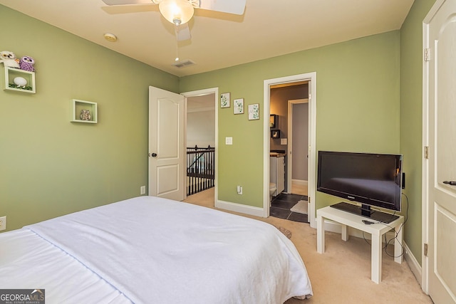 208 Jasmine Ln, Lagrange, GA 30241 - bedroom with visible vents, baseboards, light carpet, and ensuite bathroom