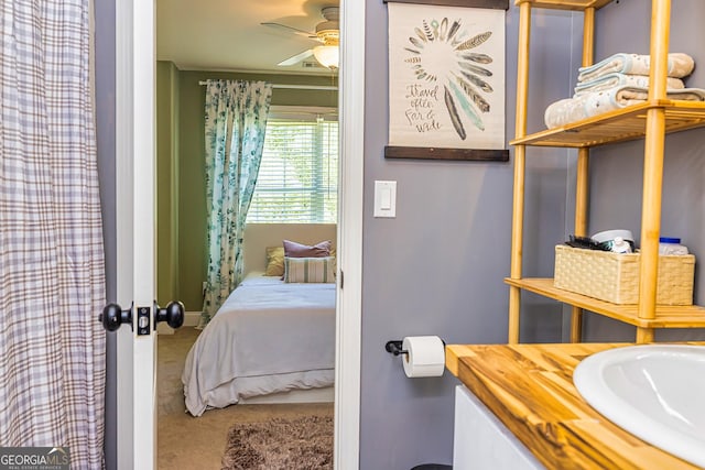 208 Jasmine Ln, Lagrange, GA 30241 - ensuite bathroom with ensuite bath, vanity, and ceiling fan