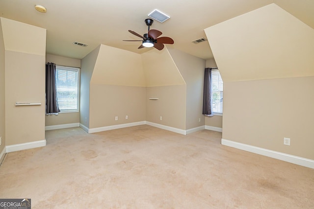 208 Jasmine Ln, Lagrange, GA 30241 - bonus room with plenty of natural light, vaulted ceiling, carpet floors, and a ceiling fan