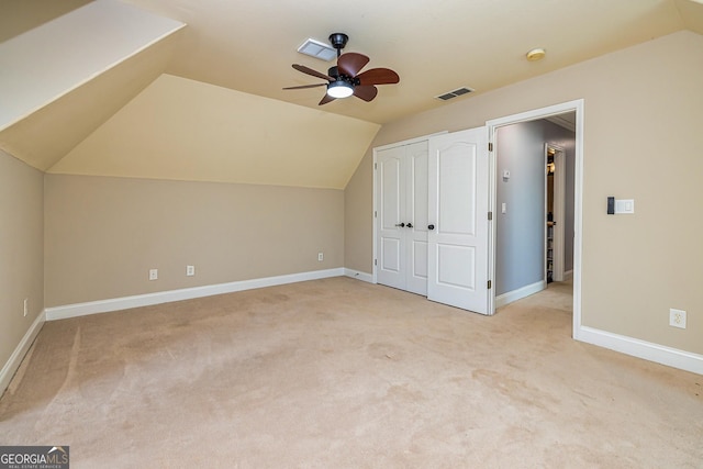 208 Jasmine Ln, Lagrange, GA 30241 - bonus room featuring lofted ceiling, baseboards, a ceiling fan, and visible vents