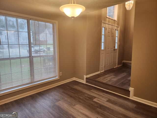 entryway featuring baseboards, dark wood finished floors, and a wealth of natural light