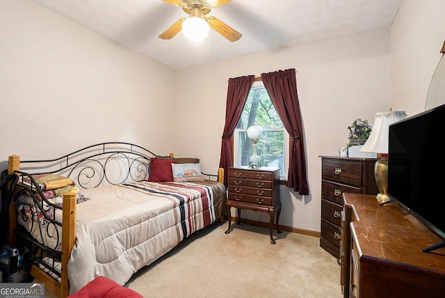 1292 Marcelle Heights Pl NW, Norcross, GA 30093 - bedroom with light colored carpet, baseboards, and ceiling fan