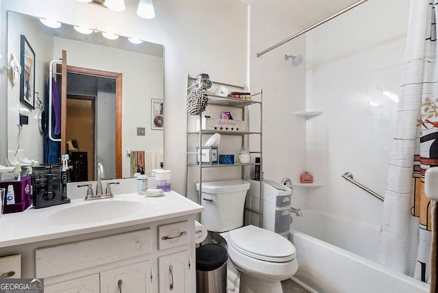 1292 Marcelle Heights Pl NW, Norcross, GA 30093 - full bathroom with vanity, shower / tub combo with curtain, and toilet