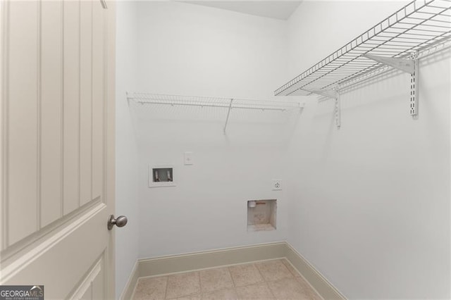 washroom featuring laundry area, washer hookup, baseboards, and hookup for an electric dryer