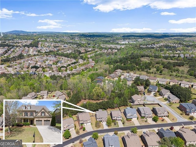 aerial view with a residential view