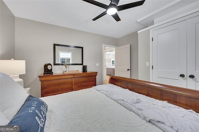 934 Pine Cir, Woodstock, GA 30189 - bedroom featuring a closet and a ceiling fan