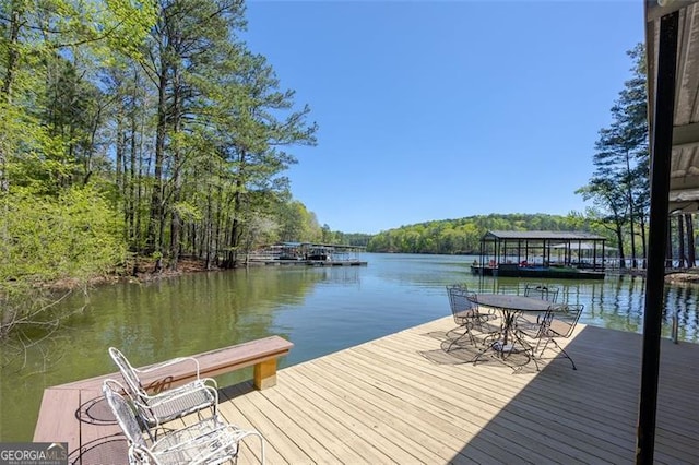 934 Pine Cir, Woodstock, GA 30189 - dock area featuring a wooded view and a water view