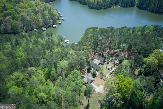 934 Pine Cir, Woodstock, GA 30189 - aerial view with a wooded view and a water view