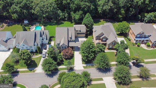 aerial view with a residential view