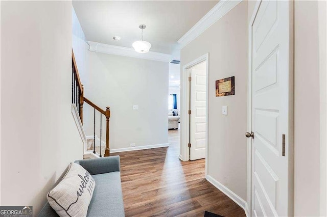 2316 Hastings Manor Ln, Hampton, GA 30228 - foyer entrance with wood finished floors, baseboards, ornamental molding, and stairs