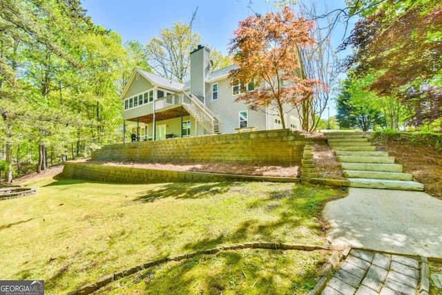exterior space featuring stairway