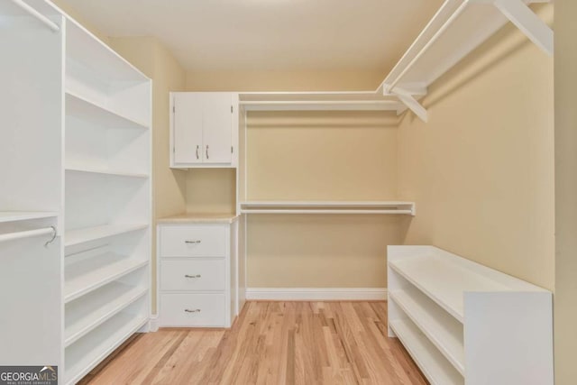 spacious closet with light wood-style floors