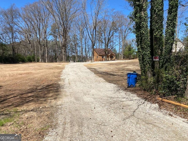 view of street featuring dirt driveway