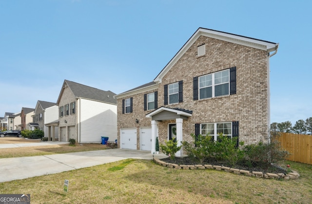 3464 Enterkin Ln, Atlanta, GA 30349 - view of front of house featuring brick siding, a garage, driveway, and a residential view