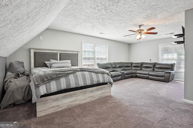 161 Hunters Chase, Mcdonough, GA 30253 - carpeted bedroom featuring a textured ceiling, baseboards, and ceiling fan