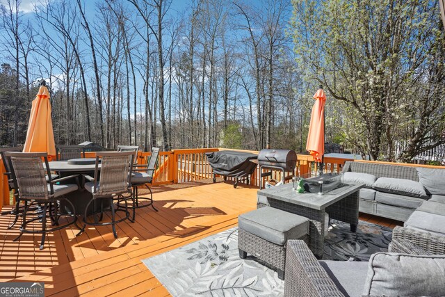 161 Hunters Chase, Mcdonough, GA 30253 - wooden terrace with an outdoor living space, outdoor dining area, and area for grilling