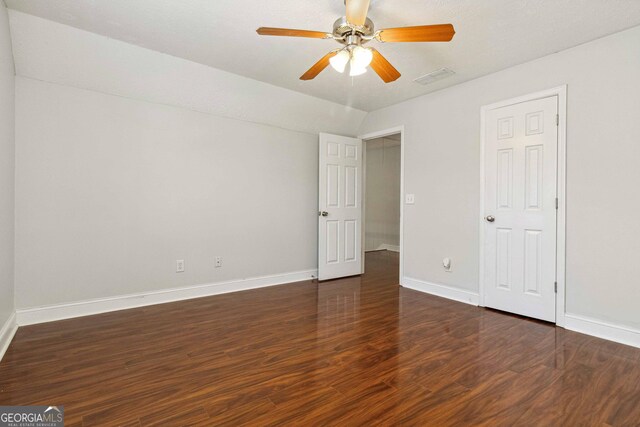 113 Highgrove Pl, Mcdonough, GA 30253 - empty room with baseboards, visible vents, ceiling fan, and wood finished floors
