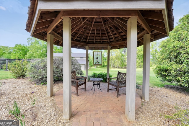 view of patio featuring a gazebo