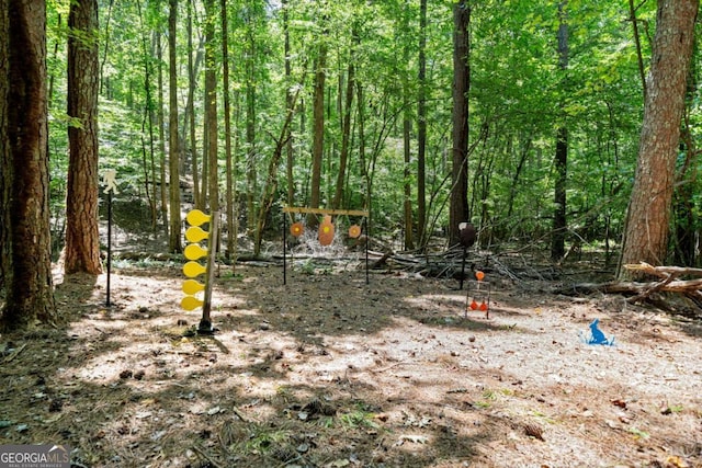 view of local wilderness with a forest view