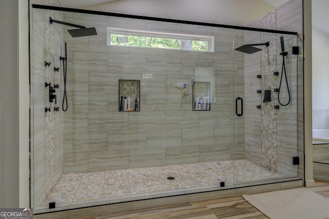 bathroom with a stall shower
