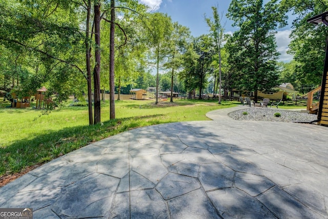 exterior space with a playground
