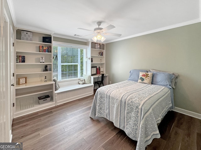 150 Fauna Meadows Dr, Newnan, GA 30263 - bedroom with ornamental molding, wood finished floors, and ceiling fan