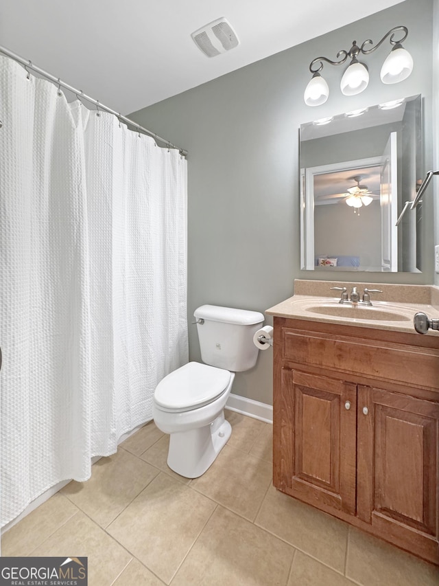 150 Fauna Meadows Dr, Newnan, GA 30263 - bathroom with tile patterned flooring, vanity, and ceiling fan