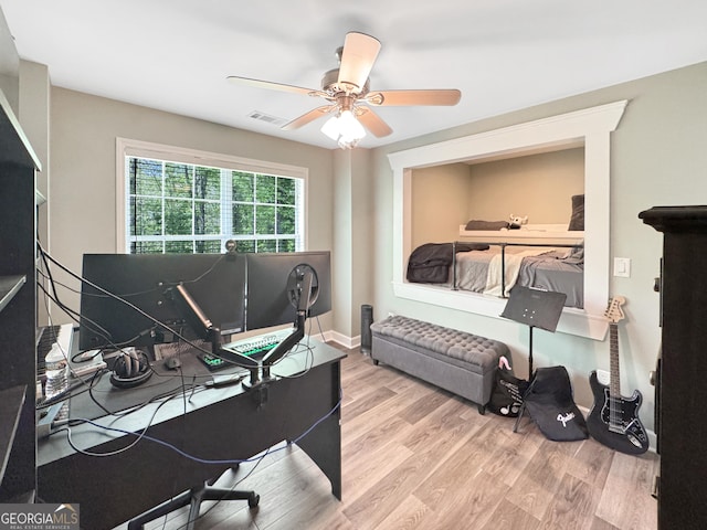 150 Fauna Meadows Dr, Newnan, GA 30263 - home office with ceiling fan and wood finished floors