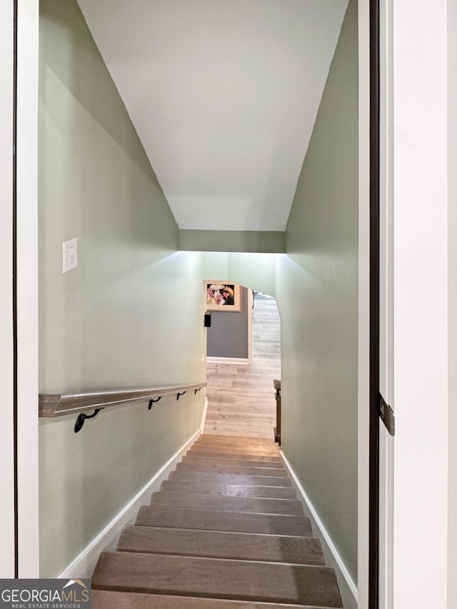 150 Fauna Meadows Dr, Newnan, GA 30263 - staircase featuring wood finished floors and baseboards