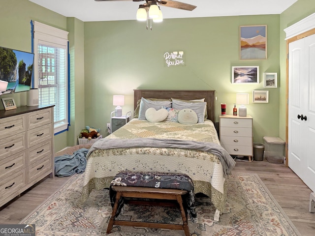 150 Fauna Meadows Dr, Newnan, GA 30263 - bedroom with light wood-style flooring and ceiling fan