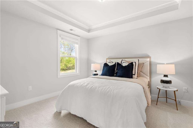 4038 Andover Cir, Mcdonough, GA 30252 - carpeted bedroom with visible vents, baseboards, and a raised ceiling
