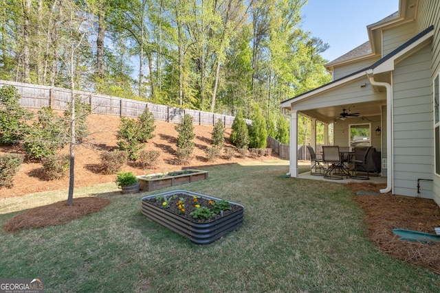 3087 Mountain Shadow Way, Marietta, GA 30064 - view of yard with a patio area, a fenced backyard, and ceiling fan