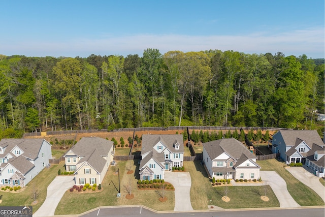 3087 Mountain Shadow Way, Marietta, GA 30064 - birds eye view of property featuring a residential view and a forest view