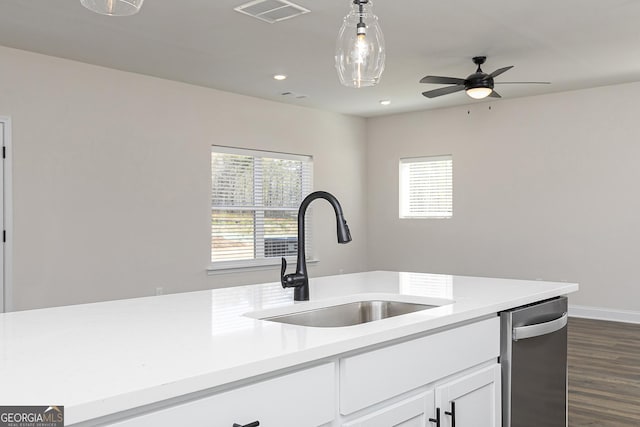 383 Cantrell Dr, Dallas, GA 30157 - kitchen featuring white cabinetry, visible vents, light countertops, and a sink