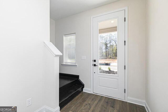 383 Cantrell Dr, Dallas, GA 30157 - doorway featuring dark wood finished floors, baseboards, and plenty of natural light