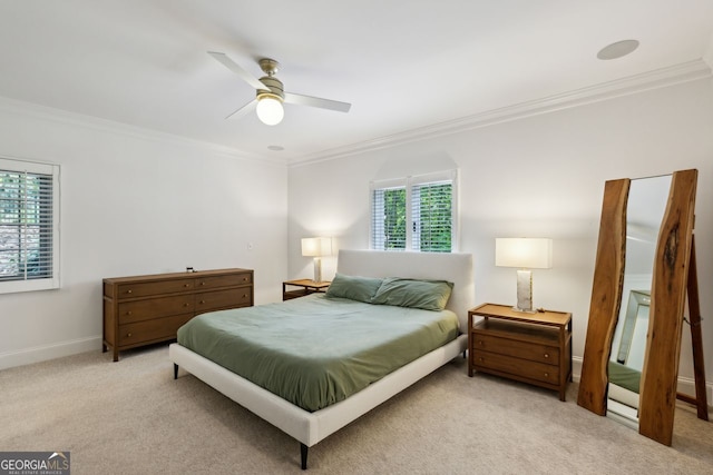 8925 Huntcliff Lake Ct, Atlanta, GA 30350 - carpeted bedroom with a ceiling fan, baseboards, and ornamental molding