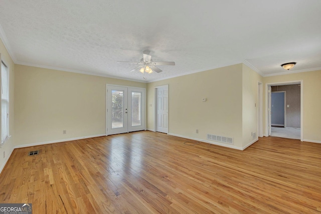 4164 Weston Dr, Powder Springs, GA 30127 - unfurnished room featuring ceiling fan, light wood-style floors, baseboards, ornamental molding, and a textured ceiling
