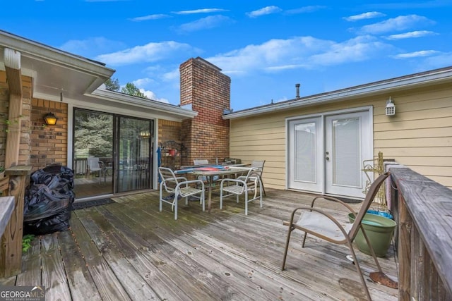4164 Weston Dr, Powder Springs, GA 30127 - wooden deck featuring outdoor dining space and french doors