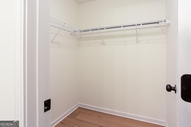 spacious closet with wood finished floors