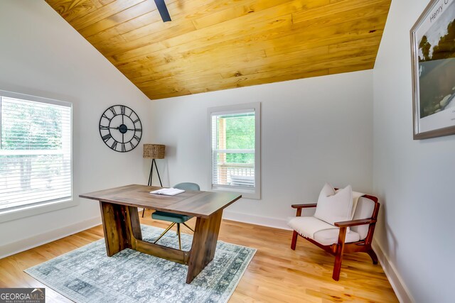 3244 Mount Olive Rd, Atlanta, GA 30344 - office featuring vaulted ceiling, wood finished floors, baseboards, and wooden ceiling