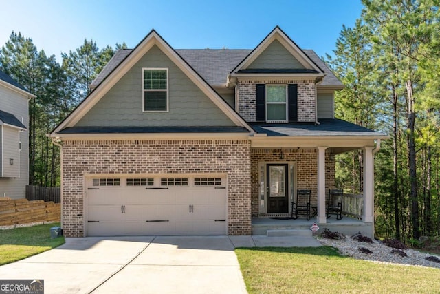 6424 Barker Station Walk, Sugar Hill, GA 30518 - view of front of home featuring a porch, brick siding, and concrete driveway